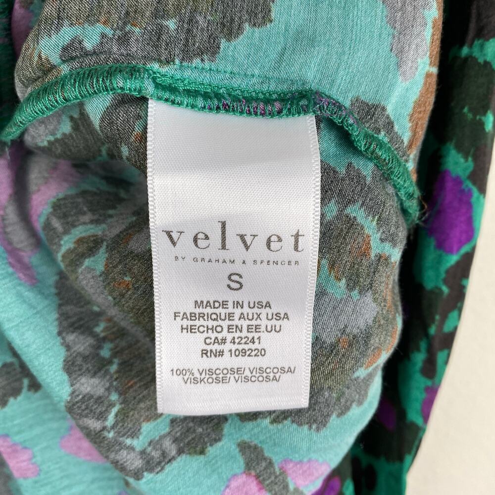 Velvet Graham Spencer Reeve Peasant Blouse Green Floral Small - Picture 15 of 16
